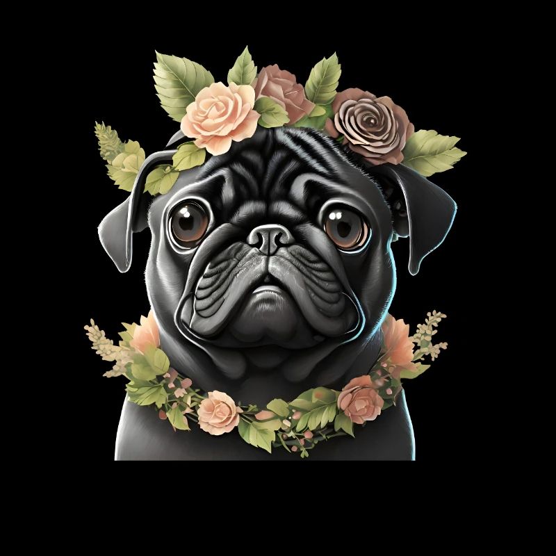 Mops mit Kranz