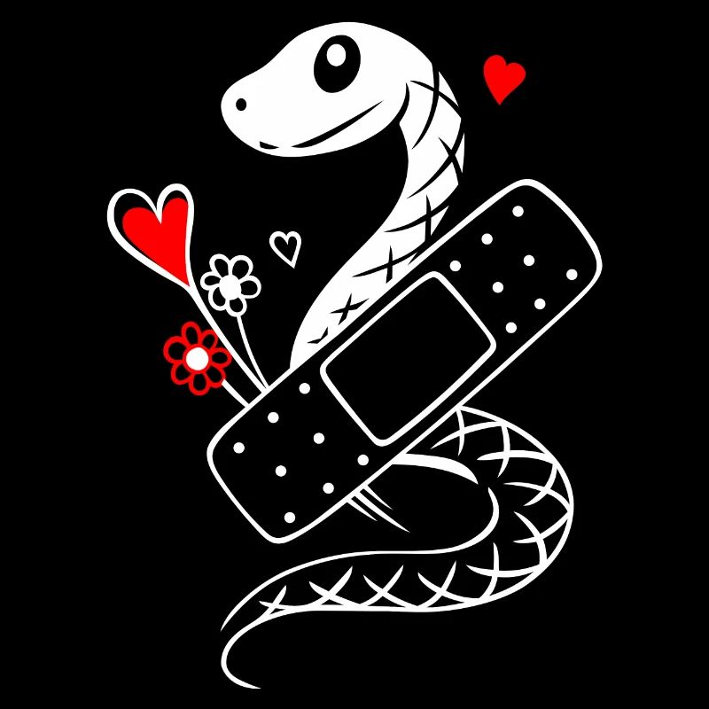 Snake with plasters and hearts - Get well soon