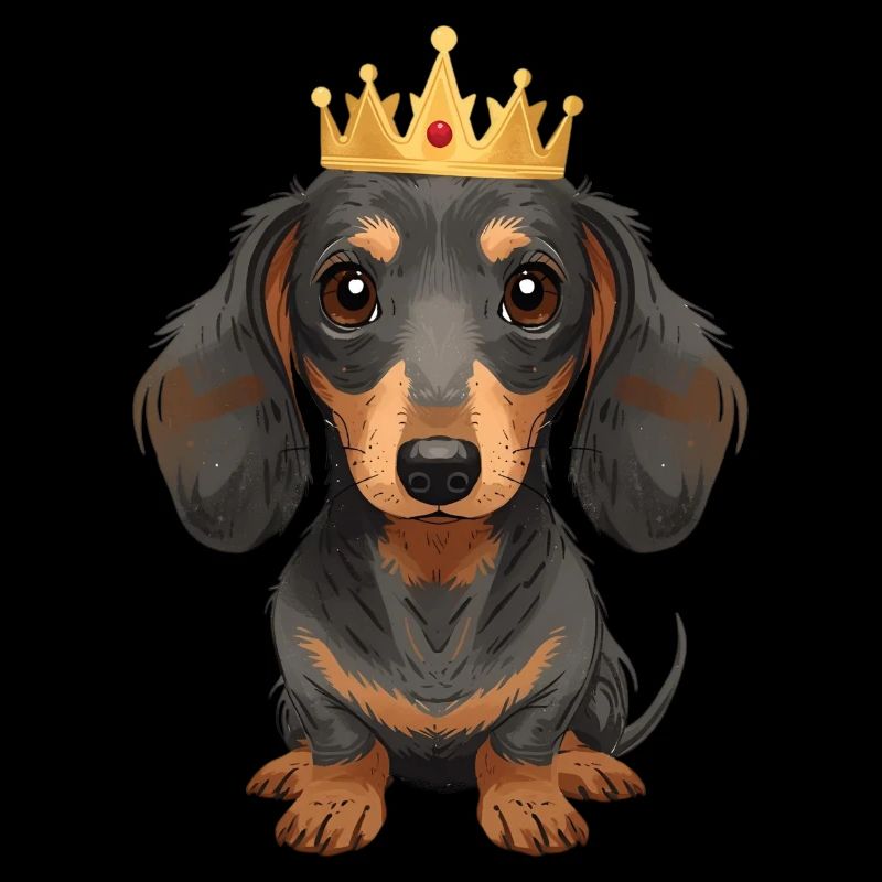 Petit teckel avec couronne design mignon