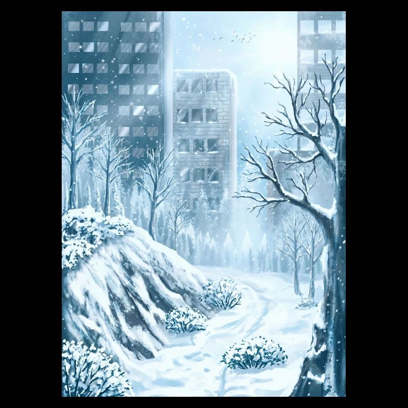 Snowy Winter Blue Town