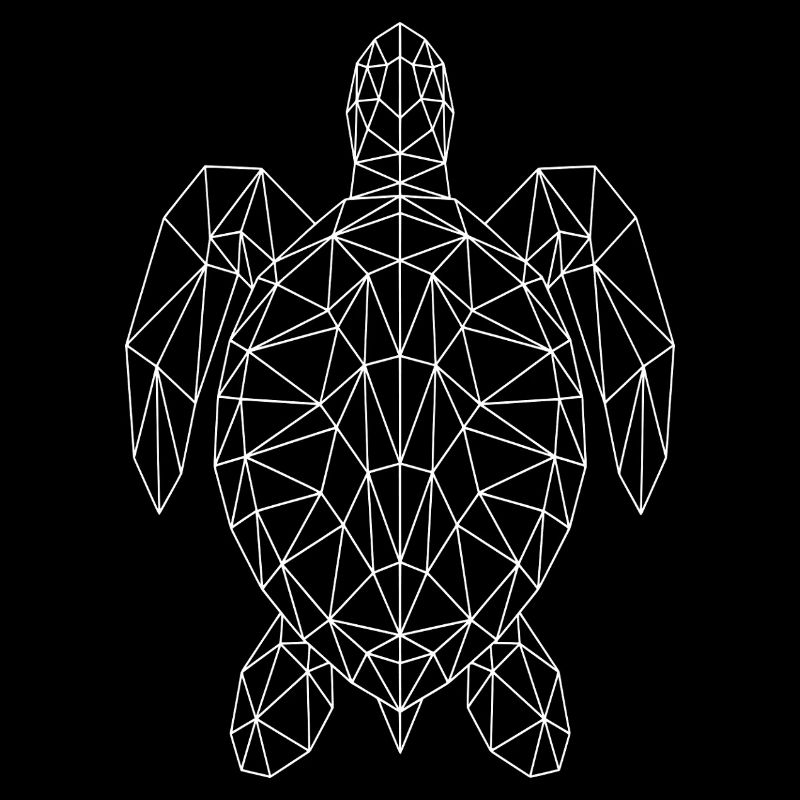 Geometric Sea Turtle White Silhouette