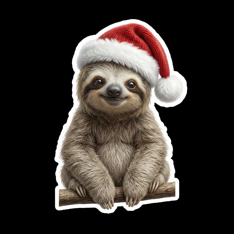 Deeply relaxed sloth celebrates Christmas