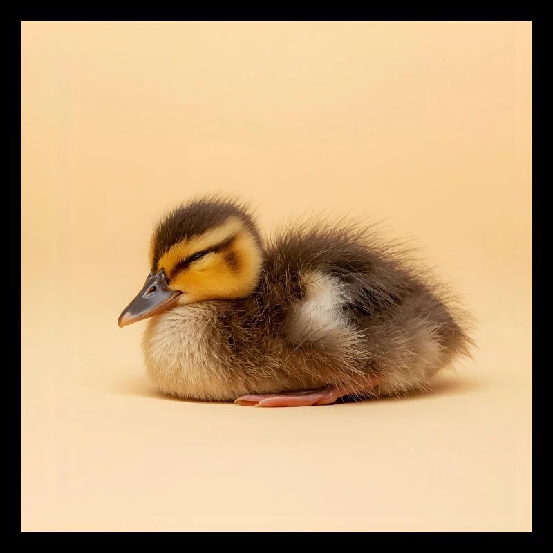Golden chick on cream background