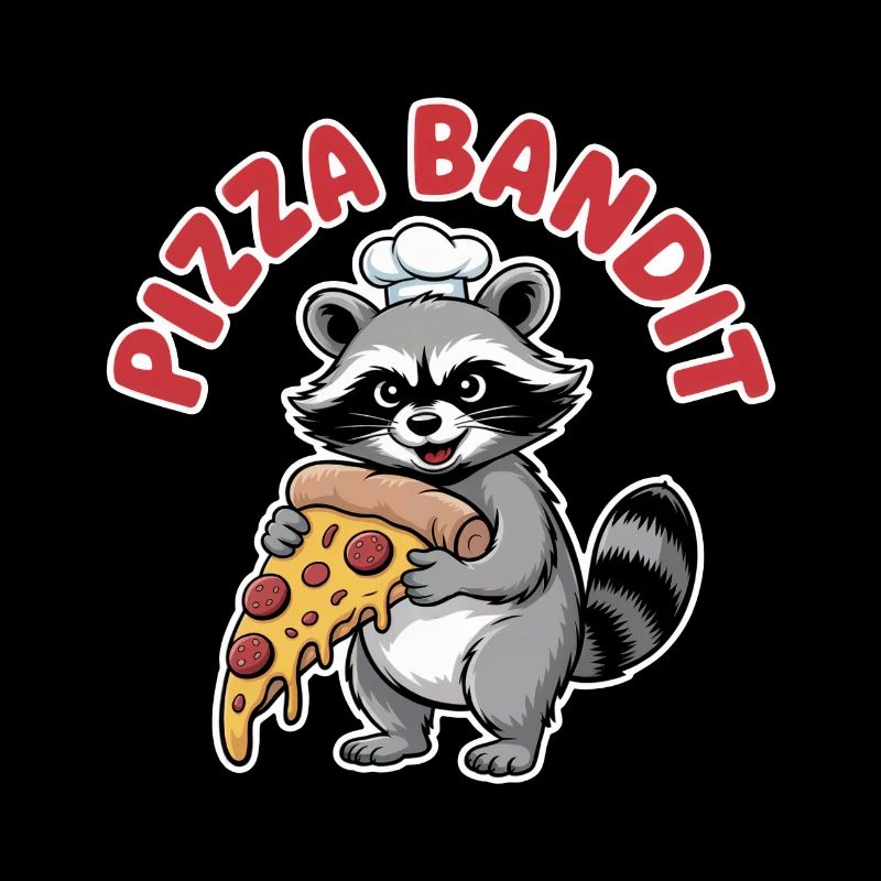 Racoon with pizza slice and chef's hat