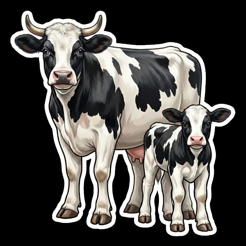 Vache Holstein avec veau – Conception de la vie agricole