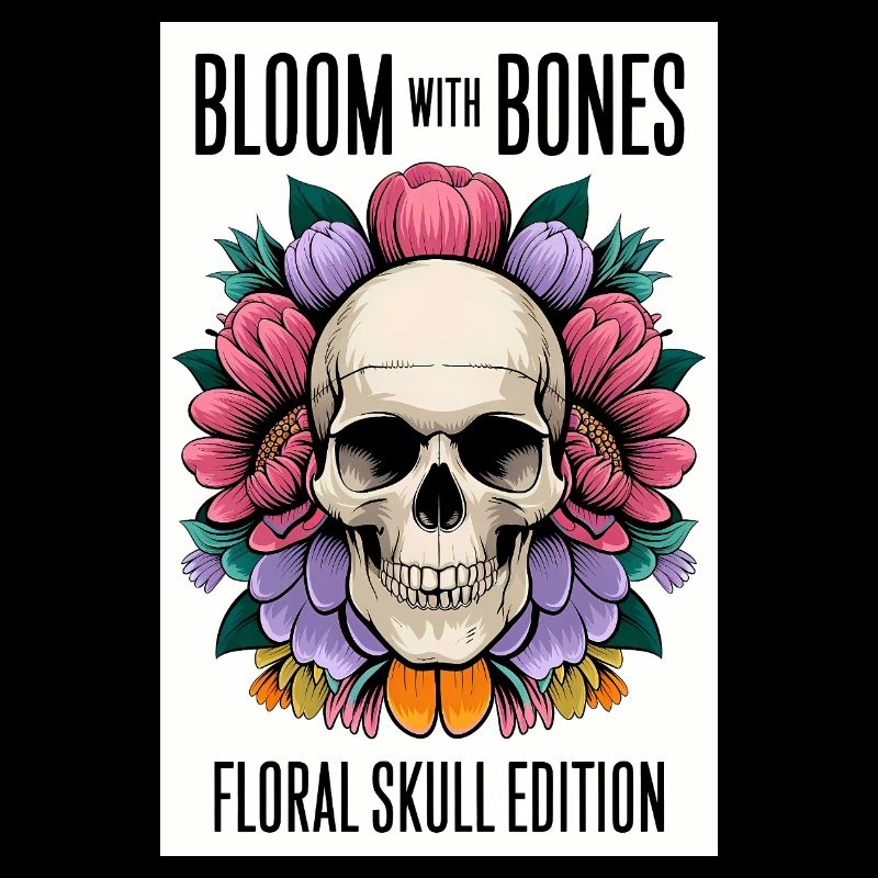 skull poster bloom with bones flowers
