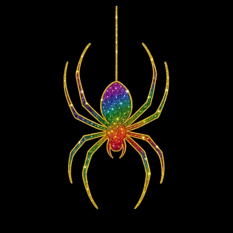Rainbow glitter spider motif