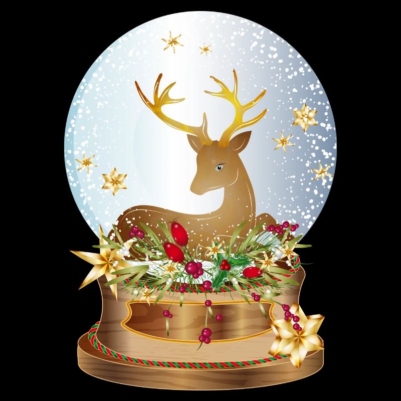 boule à neige nostalgique avec des cerfs pour Noël