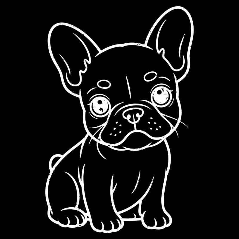 Dessin au trait du bouledogue français
