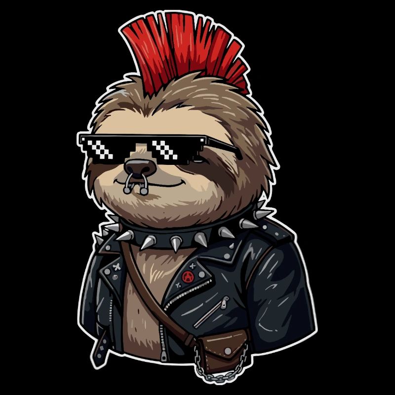 Punk sloth in leather look