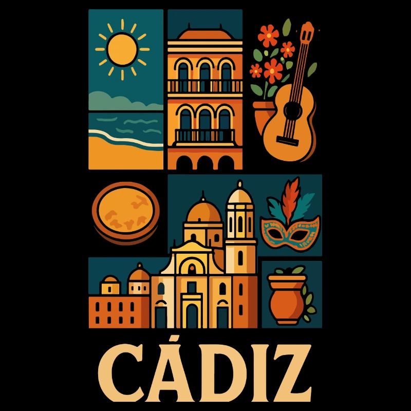 Cadiz Collage Sun Architecture Guitar