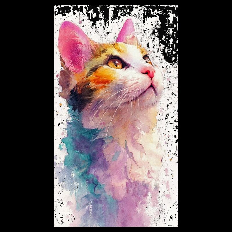 Chat aquarelle « Hope » – Chat aquarelle coloré