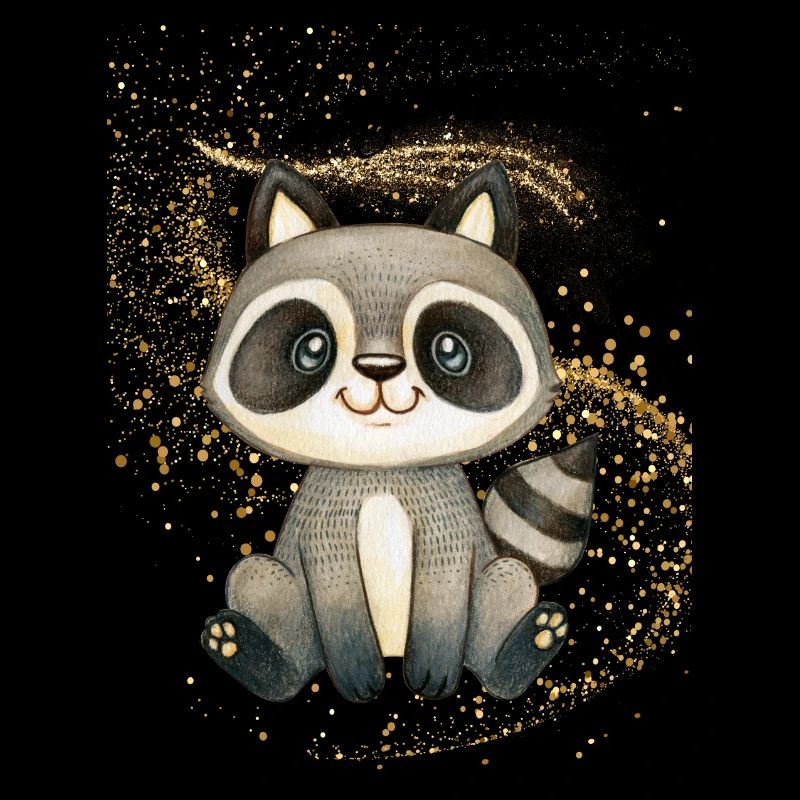 Süßer Waschbär auf Glitzer