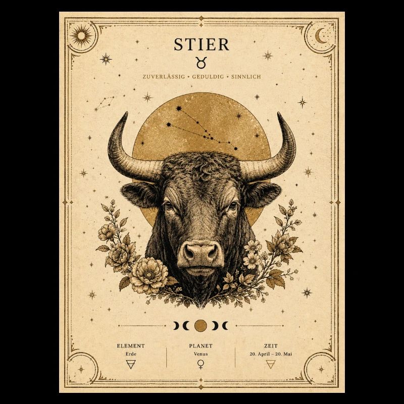 Stier Sternzeichen Vintage