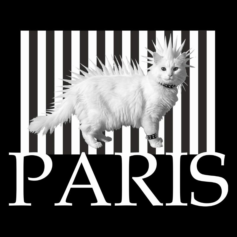 Paris Mohawk Punk Cat in Stripe Print