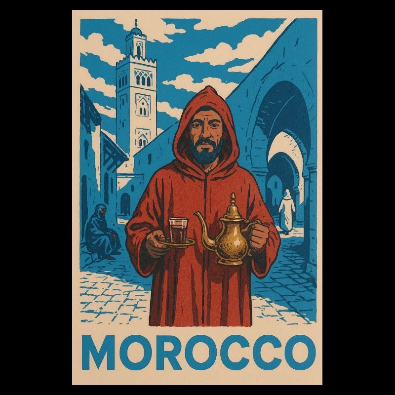 Traditional Morocco motif with tea lore