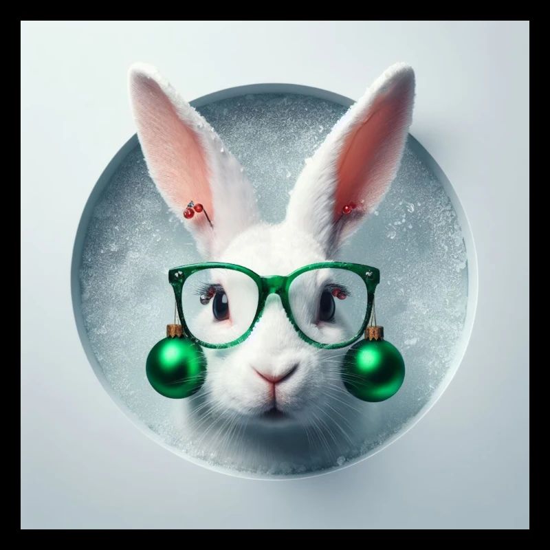 Easter bunny with green Christmas decoration