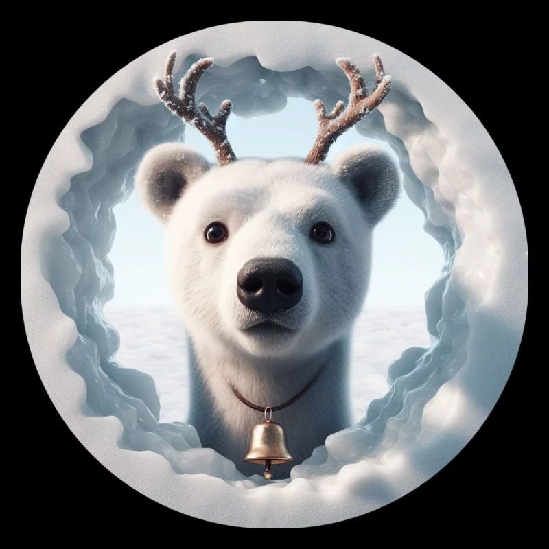 Reindeer head looking through ice