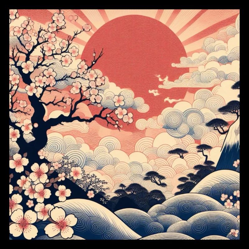 Style Ukiyo-e au lever du soleil