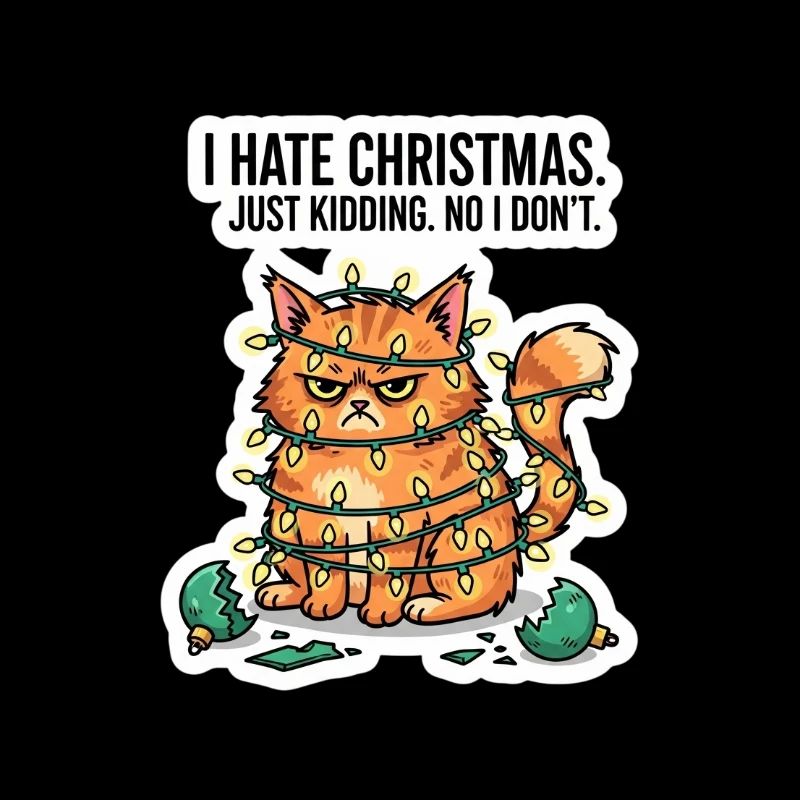 Chat dans les lumières de Noël sarcasme