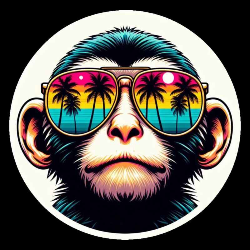 Monkey Glasses Palm Trees Colorful