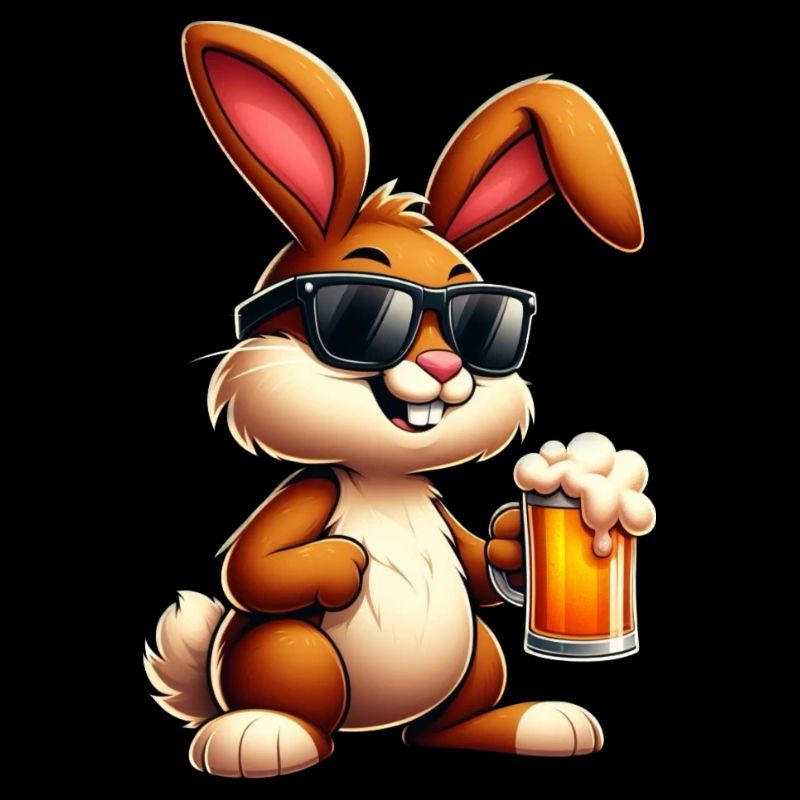 Lapin de Pâques avec une bière