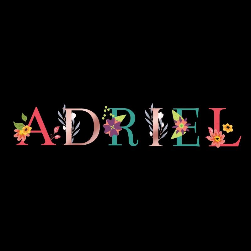 ADRIEL Art du nom avec des fleurs brodées