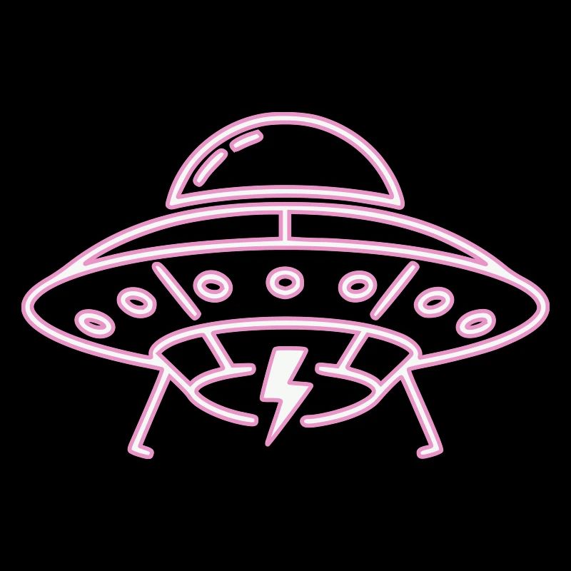 UFO Neon Pink Lightning Party Techno Vector