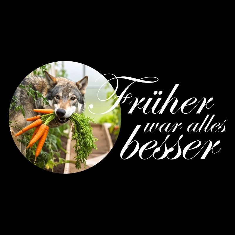 Dog Wolf with Carrots Saying Design Funny Down