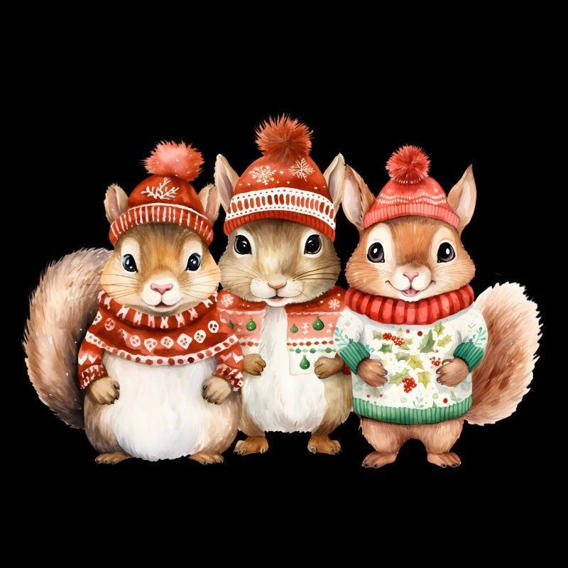 Winter squirrel trio