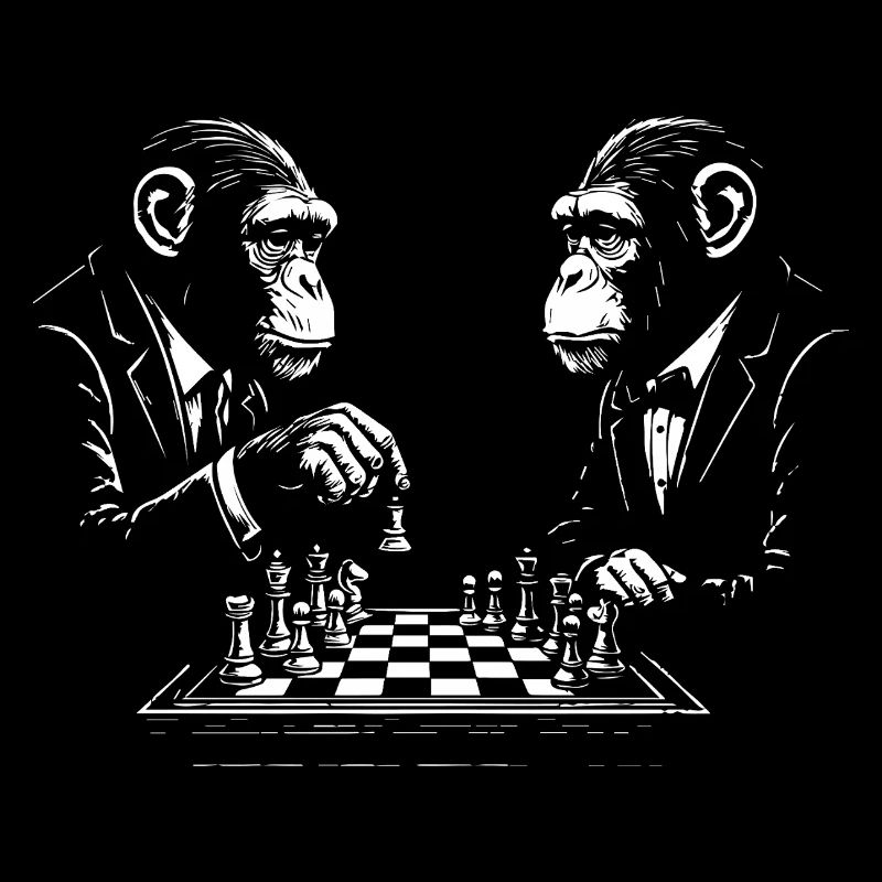 two monkeys play chess