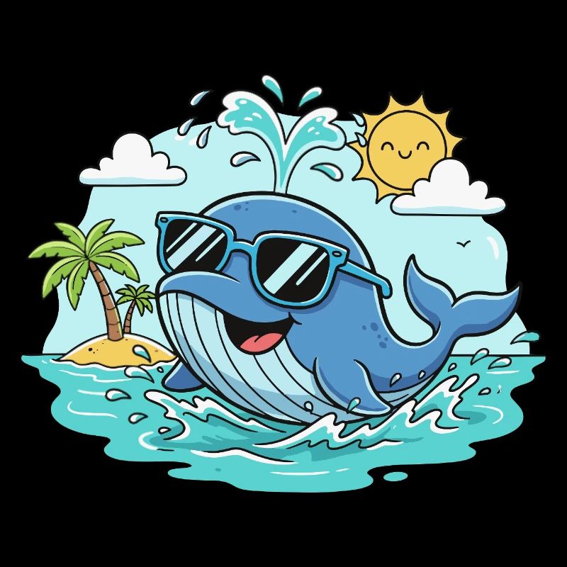 Baleine de plage avec lunettes de soleil