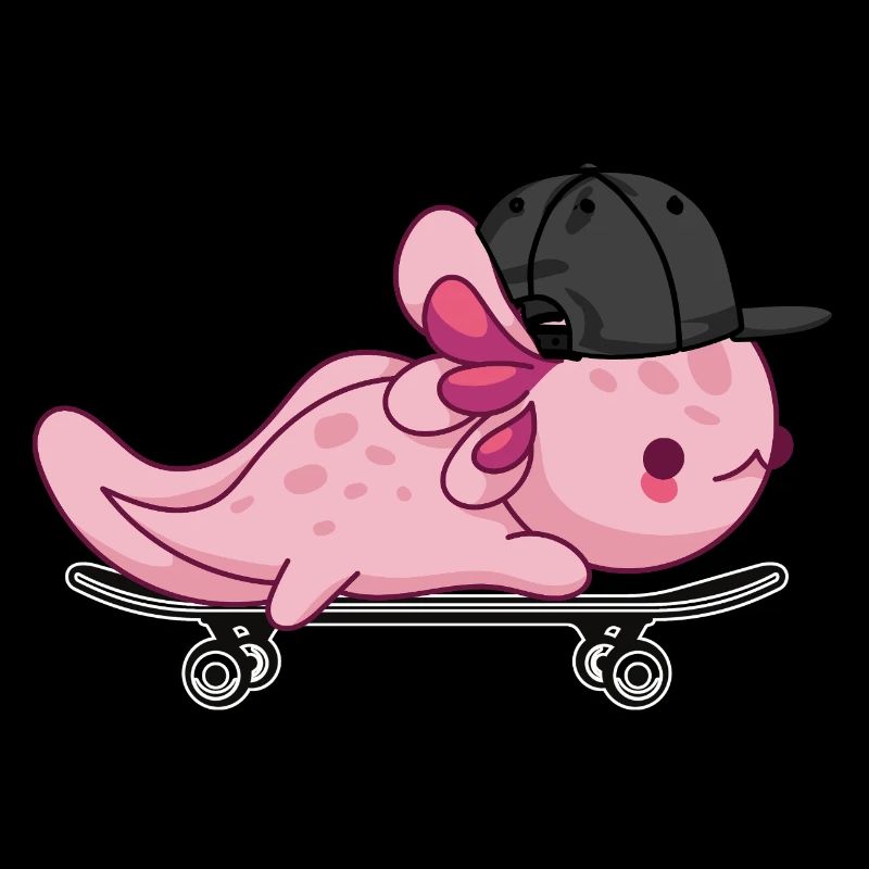 Cool Axolotl Skateboard - Style Kawaii