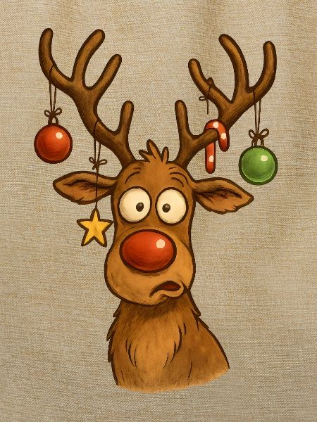 Reh mit Weihnachtskugeln