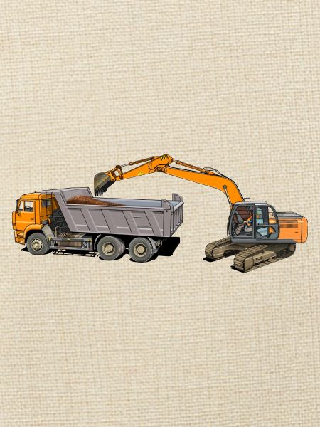 Bagger belädt LKW