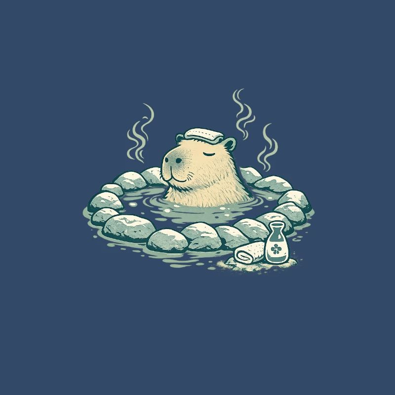 Capybara dans le bain de source