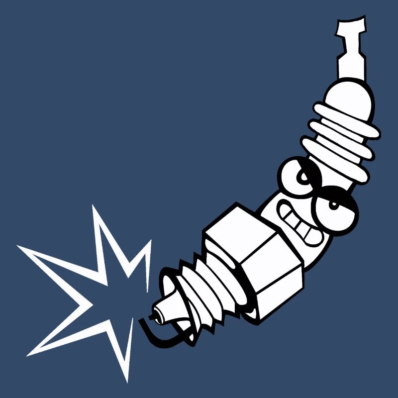 Spark plug comic with face