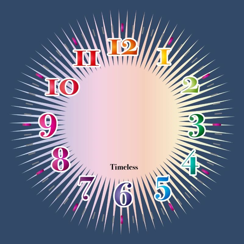 Dial with colorful numerals without clock hands