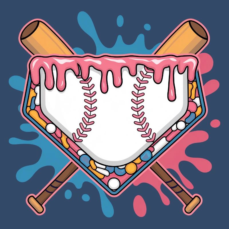 Plaque de baseball avec pâte et éclaboussure colorée