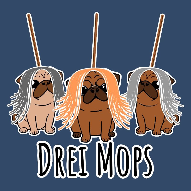 Zwei Mops - Hunde oder Putzgeräte? Hunde Humor?