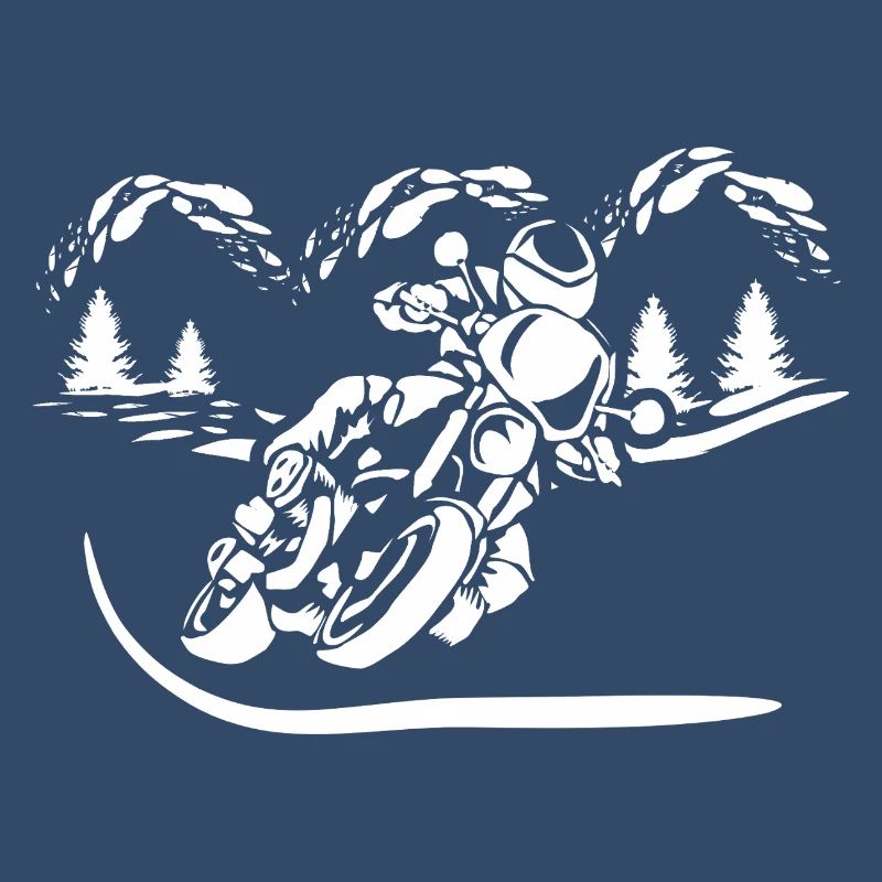 Motorcycle Forest Silhouette