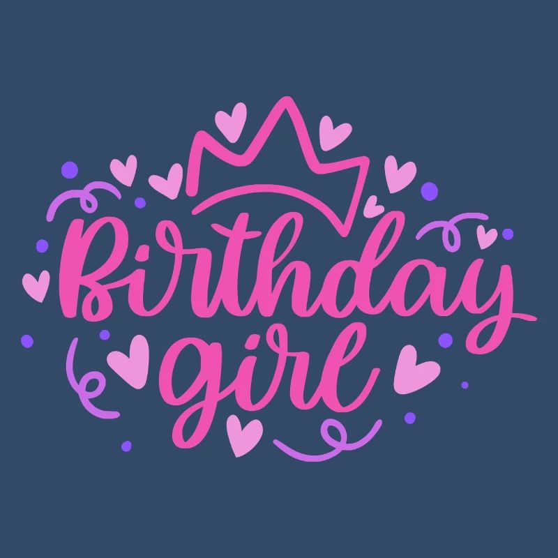 Birthday Girlie mit Krone Herzchen Konfetti