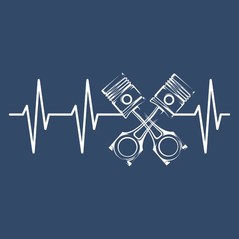 V8 Piston Pulse Racing Car Heartbeat Engine Logo