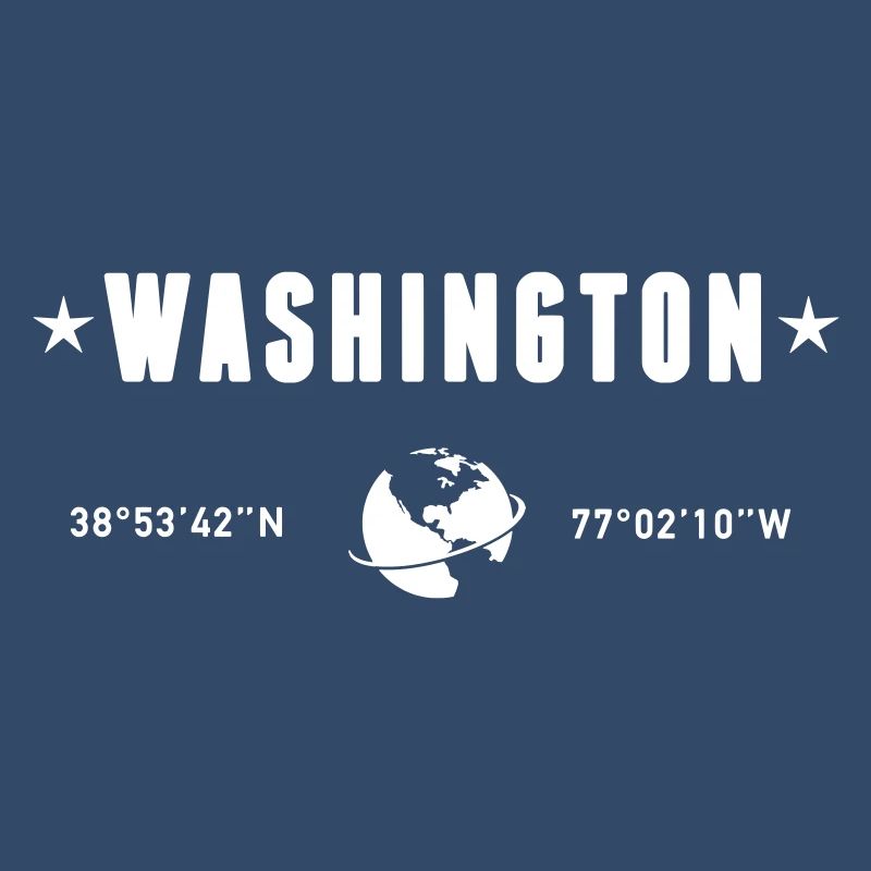 Washington DC Coordinates Planet Earth White