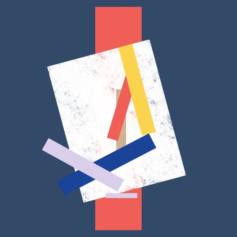 Abstract color block pattern distorted face