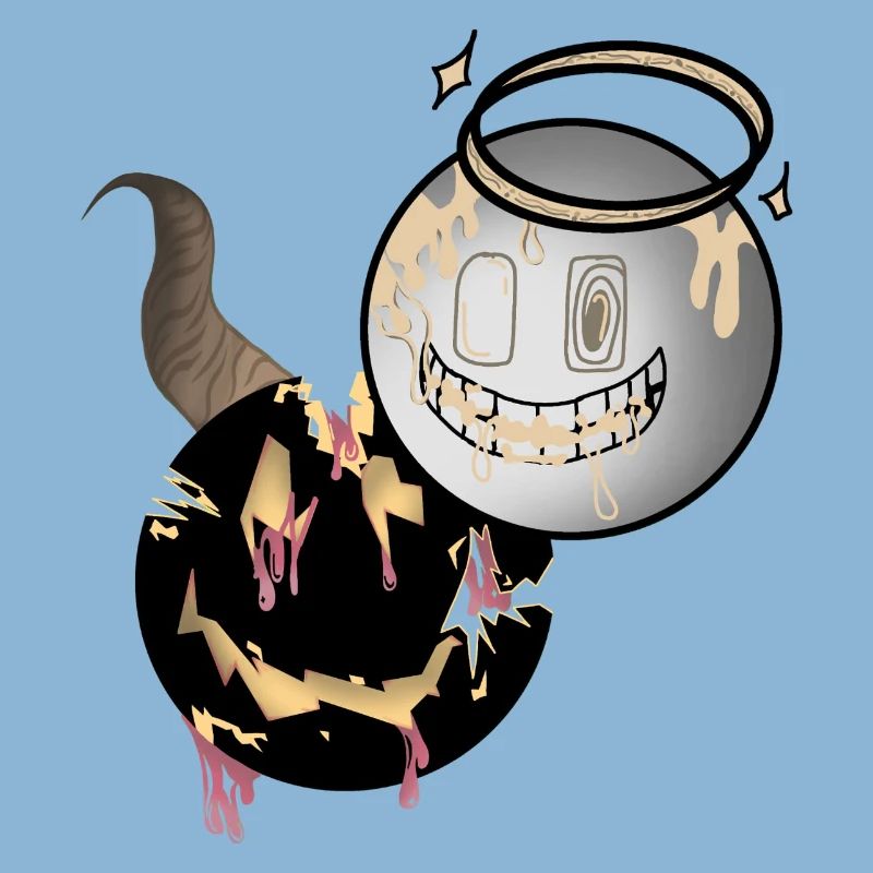 Melting Faces Angel and Devil Design