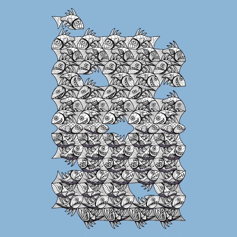 Repeated monochrome fish