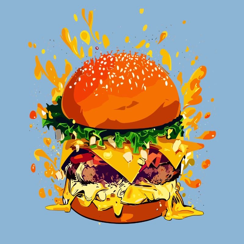Cheeseburger extravagant avec éclaboussures de fromage