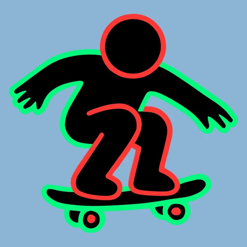 Dessin au trait de skateboarder néon