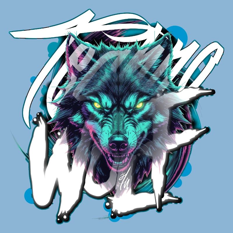 Neon Techno Wolf Head–Rave Wolf